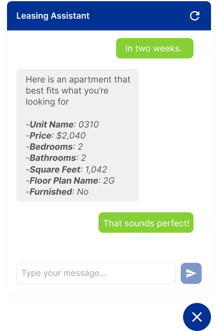 leasing assistant real time answers