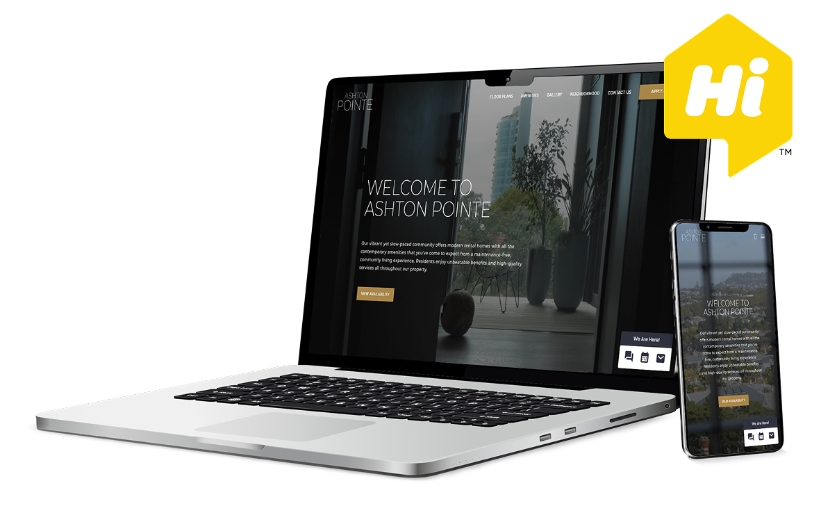 Omnichannel AI Leasing Assistant graphic showing a laptop and phone