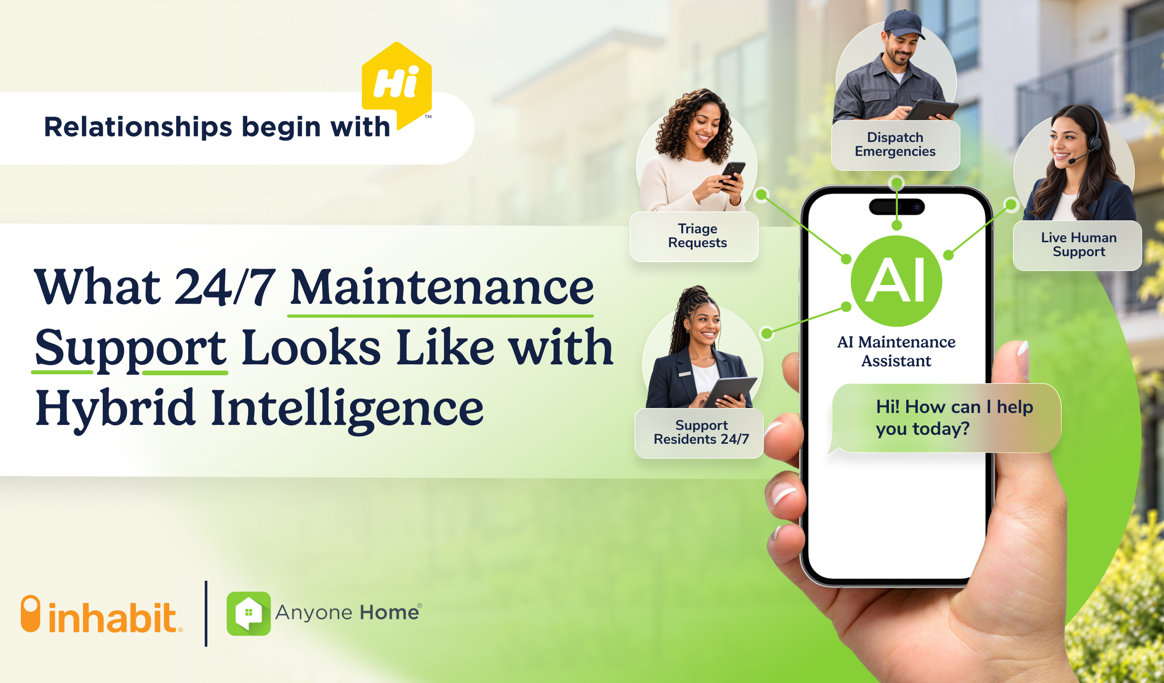 24/7 Maintenance Support with Hybrid Intelligence | Anyone Home Resident texting a maintenance request to Anyone Home's AI Maintenance Assistant